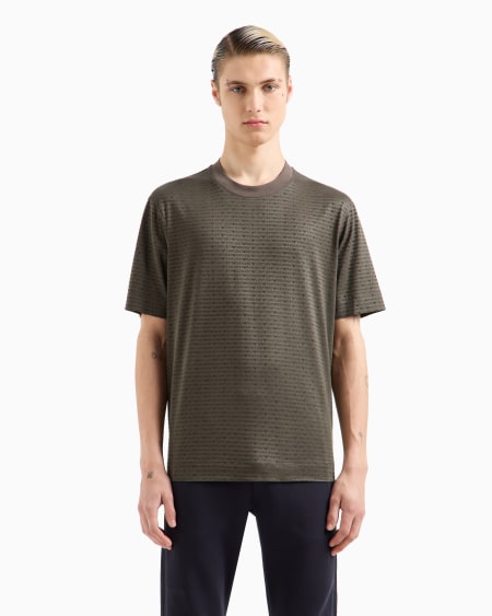 Armani Camiseta En Punto De Mezcla De Lyocell Con Inscripción Flocada Integral