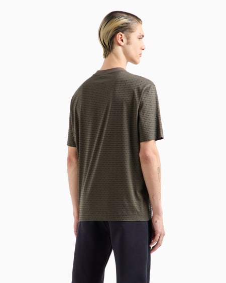 Armani Camiseta En Punto De Mezcla De Lyocell Con Inscripción Flocada Integral