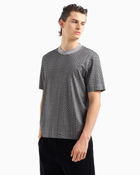 Armani Camiseta En Punto De Mezcla De Lyocell Con Inscripción Flocada Integral