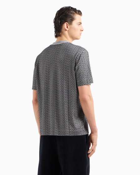 Armani Camiseta En Punto De Mezcla De Lyocell Con Inscripción Flocada Integral