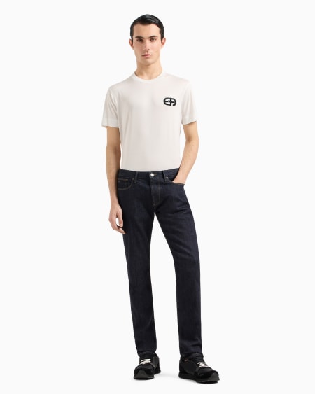 Armani Camiseta En Punto De Mezcla De Lyocell Con Logotipo EA Bordado En Relieve