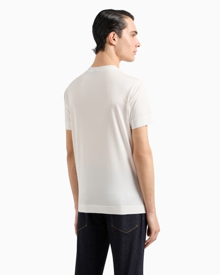 Armani Camiseta En Punto De Mezcla De Lyocell Con Logotipo EA Bordado En Relieve