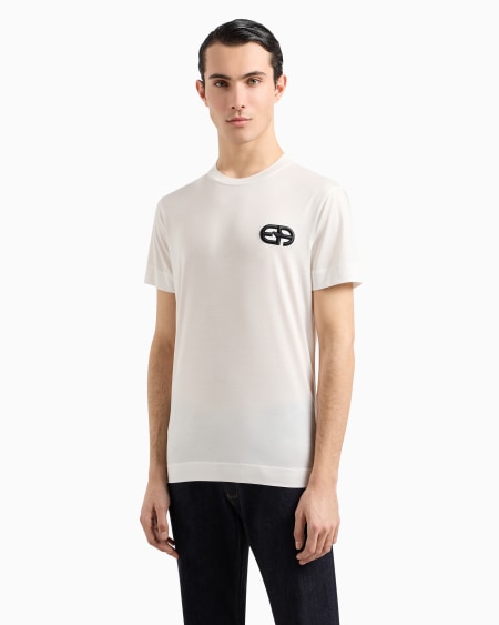 Armani Camiseta En Punto De Mezcla De Lyocell Con Logotipo EA Bordado En Relieve
