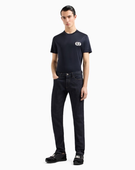 Armani Camiseta En Punto De Mezcla De Lyocell Con Logotipo EA Bordado En Relieve