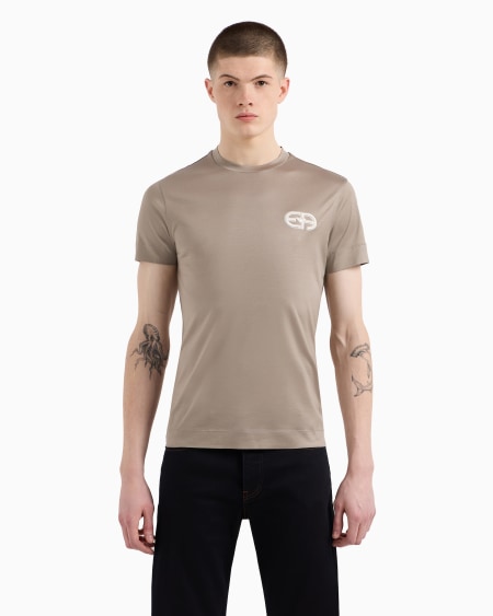 Armani Camiseta En Punto De Mezcla De Lyocell Con Logotipo EA Bordado En Relieve