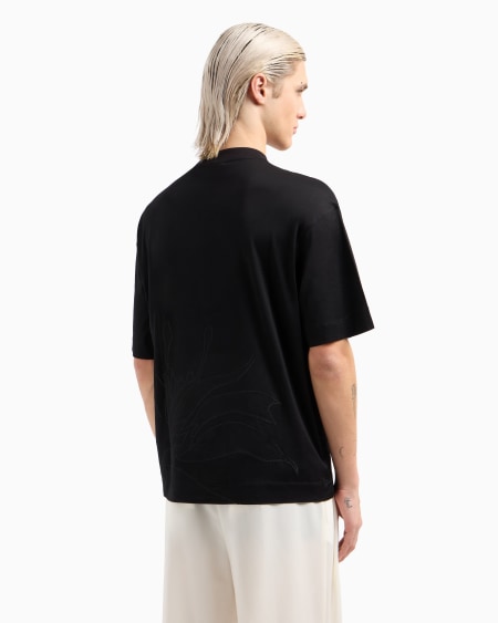Armani Camiseta Holgada En Punto De Mezcla De Lyocell Con Maxiflores Bordadas ASV