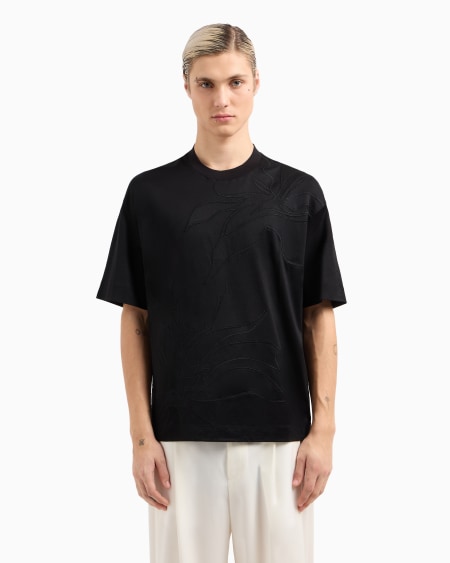 Armani Camiseta Holgada En Punto De Mezcla De Lyocell Con Maxiflores Bordadas ASV