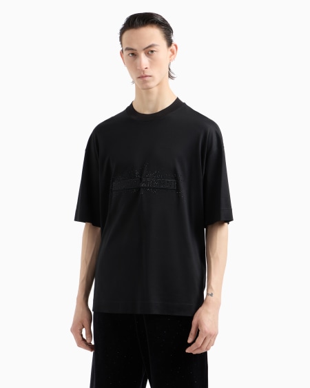 Armani Camiseta Holgada En Punto De Mezcla De Lyocell Con Parche Y Strass Clubwear