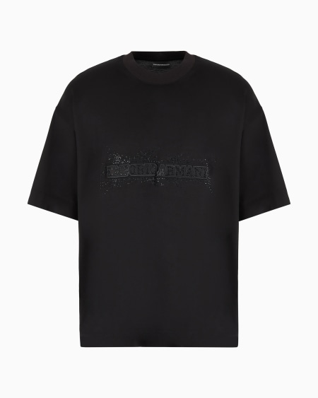 Armani Camiseta holgada en punto de mezcla de lyocell con parche y strass Clubwear