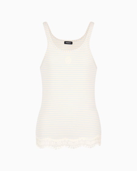 Armani Camiseta sin mangas de estar por casa en canalé de punto reciclado ASV