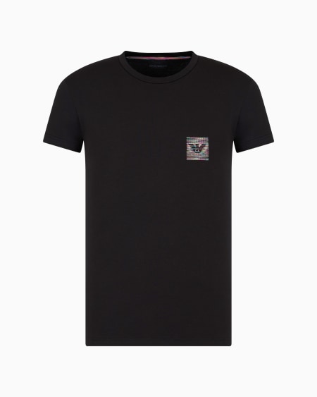 Armani Camiseta slim fit de estar por casa con logotipo de arcoíris