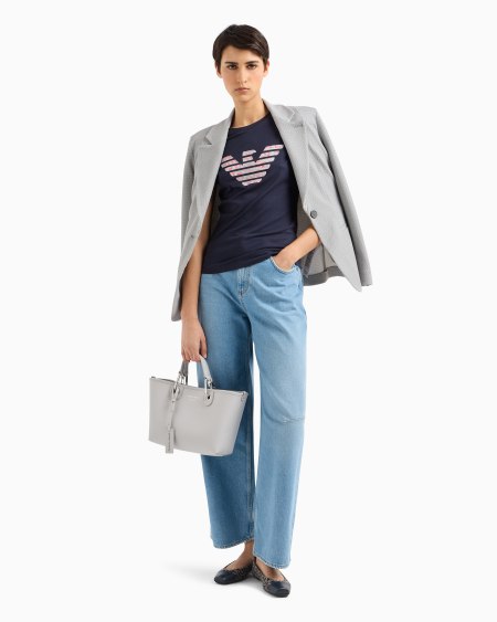 Armani Camiseta Slim Fit De Punto Elástico Con Maximotivo De águila