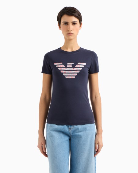 Armani Camiseta Slim Fit De Punto Elástico Con Maximotivo De águila