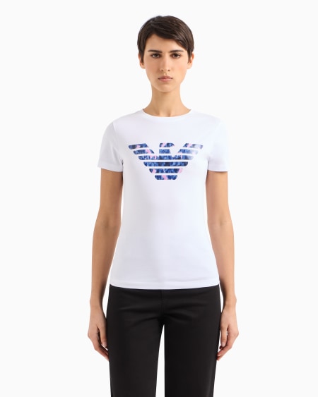 Armani Camiseta Slim Fit De Punto Elástico Con Maximotivo De águila