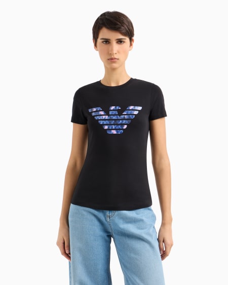 Armani Camiseta Slim Fit De Punto Elástico Con Maximotivo De águila