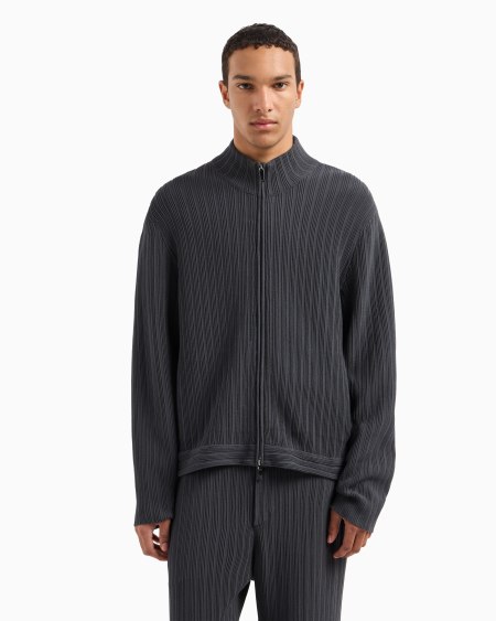 Armani Cárdigan Con Cremallera Completa De Punto Ottoman Vertical De Viscosa Icon