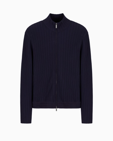 Armani Cárdigan con cremallera completa de punto ottoman vertical de viscosa Icon
