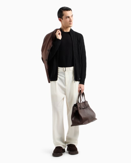 Armani Cárdigan Con Cremallera Completa En Punto Adamascado De Mezcla De Lyocell ASV