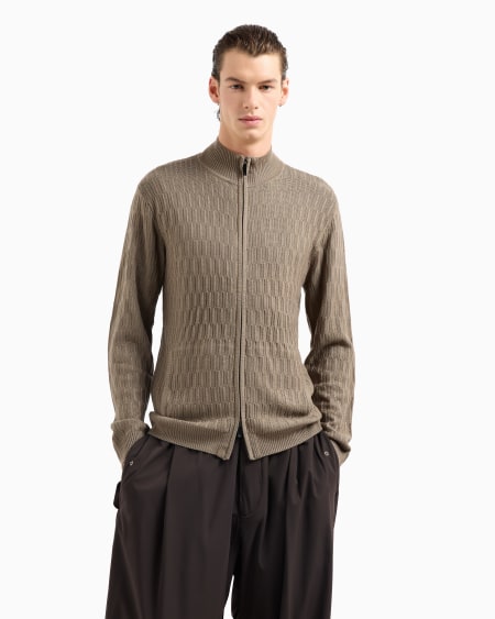 Armani Cárdigan Con Cremallera Completa En Punto Adamascado De Mezcla De Lyocell ASV