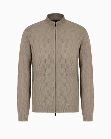 Armani Cárdigan con cremallera completa en punto adamascado de mezcla de lyocell ASV