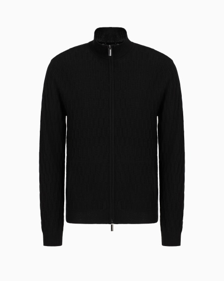 Armani Cárdigan con cremallera completa en punto adamascado de mezcla de lyocell ASV