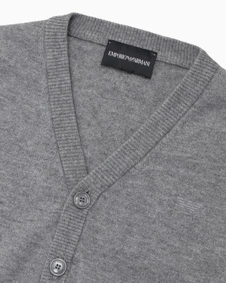 Armani Cárdigan Con Escote De Pico En Mezcla De Lana