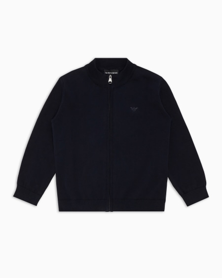 Armani Cárdigan de cremallera completa de punto maíz de algodón