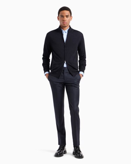 Armani Cárdigan De Lana Virgen Con Cremallera Completa