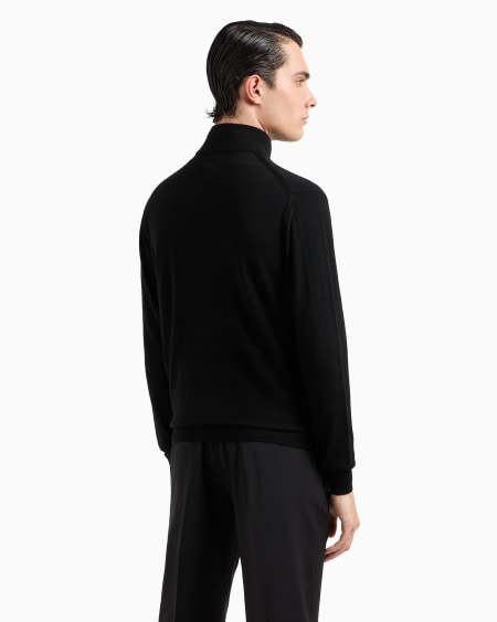 Armani Cárdigan De Lana Virgen Con Cremallera Completa