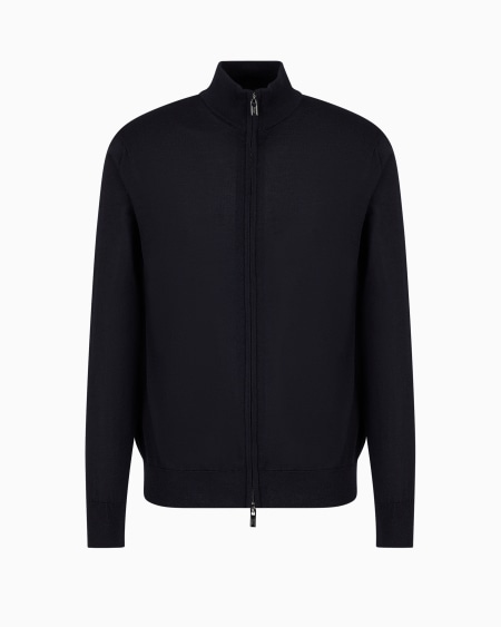 Armani Cárdigan De Lana Virgen Con Cremallera Completa