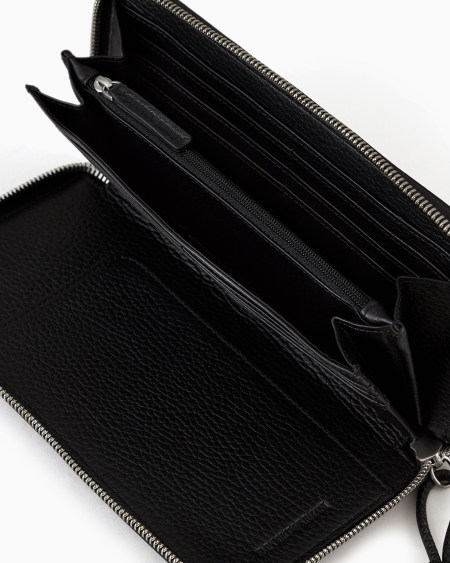 Armani Cartera Con Cremallera Perimetral De Piel Abatanada