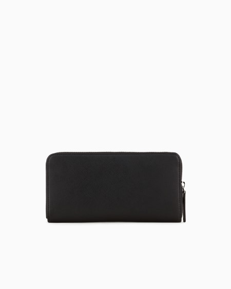 Armani Cartera Con Cremallera Perimetral De Piel Saffiano Regenerada Con Placa De águila ASV