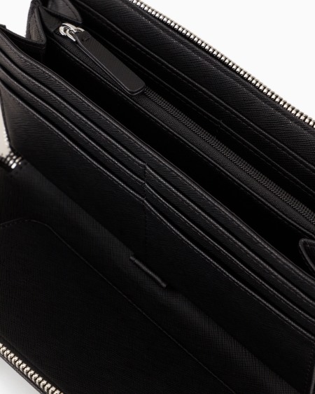 Armani Cartera Con Cremallera Perimetral De Piel Saffiano Regenerada Con Placa De águila ASV