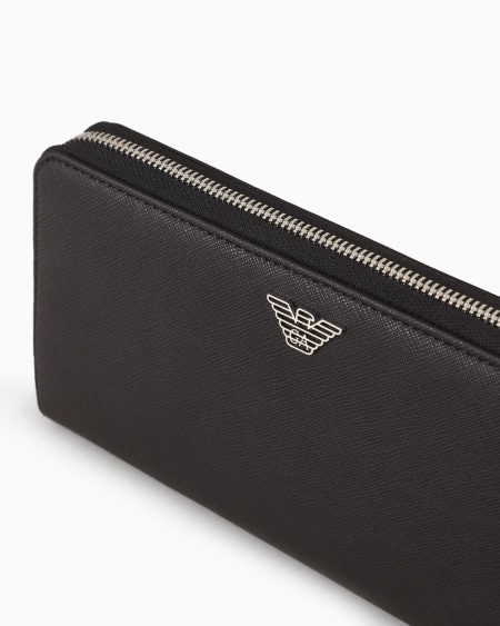 Armani Cartera Con Cremallera Perimetral De Piel Saffiano Regenerada Con Placa De águila ASV