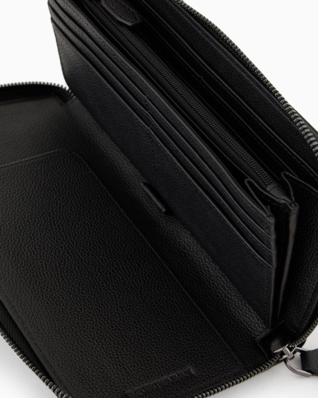 Armani Cartera Con Cremallera Perimetral Y Bolsillo Exterior De Piel Abatanada