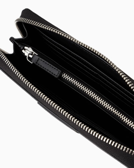 Armani Cartera Con Cremallera Perimetral Y Motivo Integral De águila