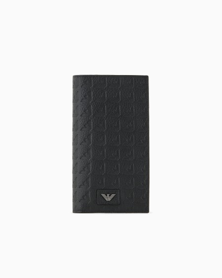 Armani Cartera para yenes de piel con motivo integral de águila en relieve