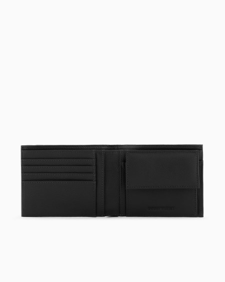 Armani Cartera Plegable Con Bolsillo Exterior De Piel Abatanada