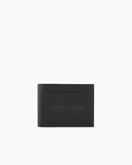 Armani Cartera plegable con bolsillo exterior de piel abatanada
