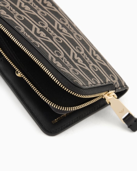 Armani Cartera Plegable Con Estampado Integral De Monograma