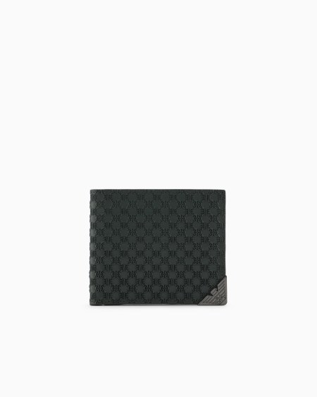 Armani Cartera plegable de piel con motivo en relieve integral