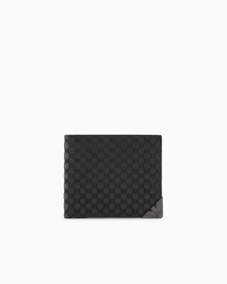Armani Cartera plegable de piel con motivo en relieve integral