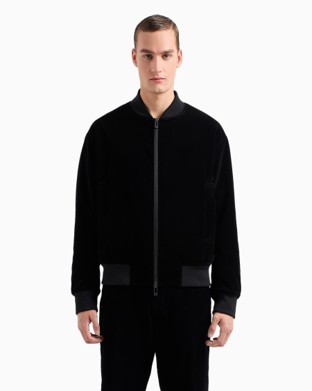 Armani Cazadora Bomber De Tejido Aterciopelado Con Maxiparche Clubwear De Bulldog Francés