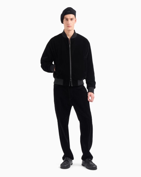 Armani Cazadora Bomber De Tejido Aterciopelado Con Maxiparche Clubwear De Bulldog Francés