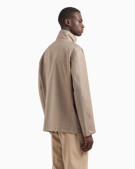 Armani Cazadora Con Cremallera Completa De Grisalla Con Acabado Sedoso Laminado