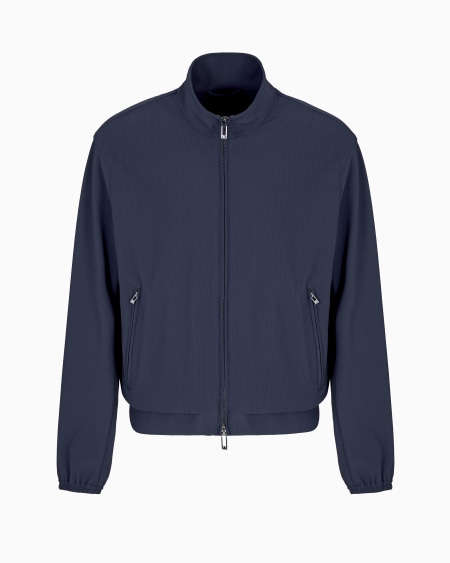 Armani Cazadora con cremallera completa de nailon elástico con efecto canneté