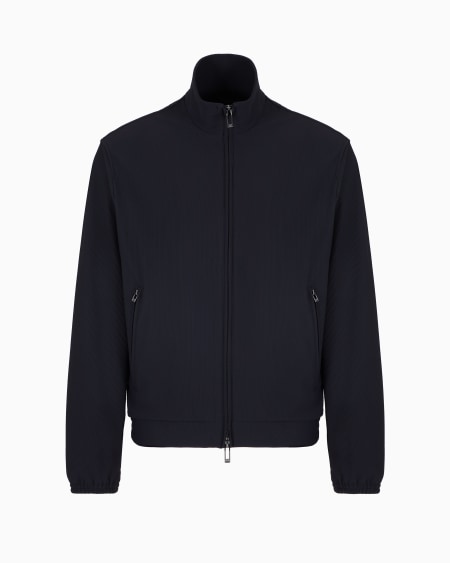 Armani Cazadora con cremallera completa de nailon elástico con efecto canneté