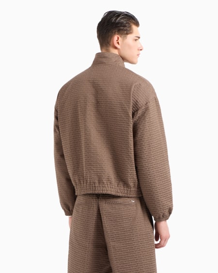 Armani Cazadora Con Cremallera Completa E Inscripción Integral En Tejido Jacquard