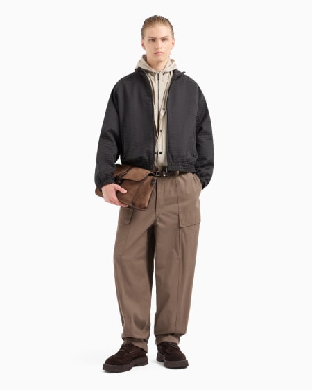 Armani Cazadora Con Cremallera Completa E Inscripción Integral En Tejido Jacquard