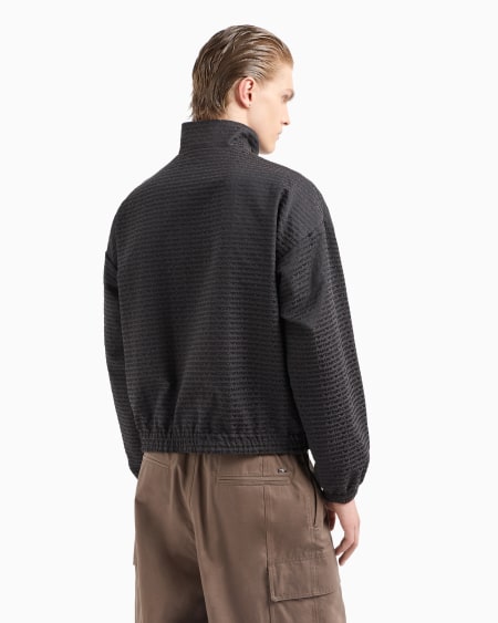 Armani Cazadora Con Cremallera Completa E Inscripción Integral En Tejido Jacquard